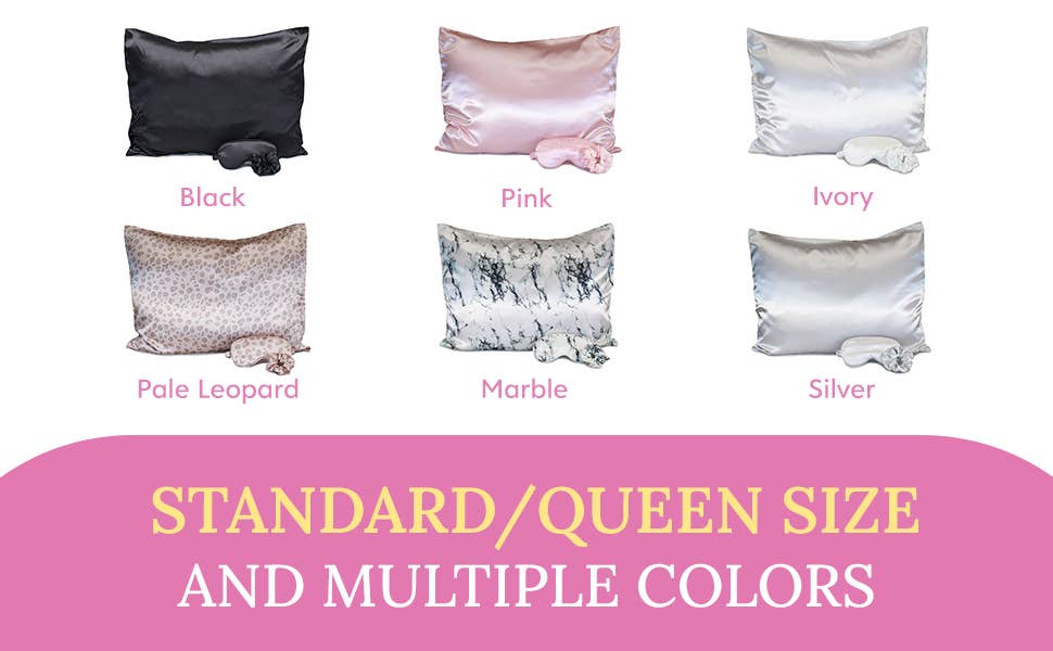 Ultimate Sleep Set Satin Pillowcase, Eye mask and Scrunchie: Marble Print