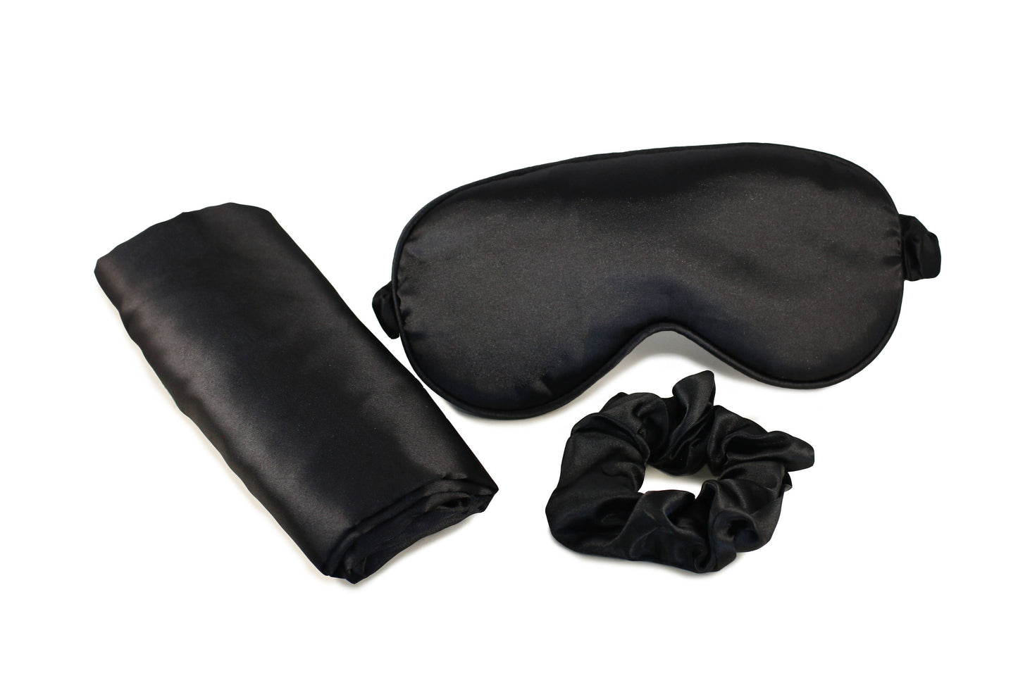 Ultimate Sleep Set Satin Pillowcase, Eye mask and Scrunchie: Black