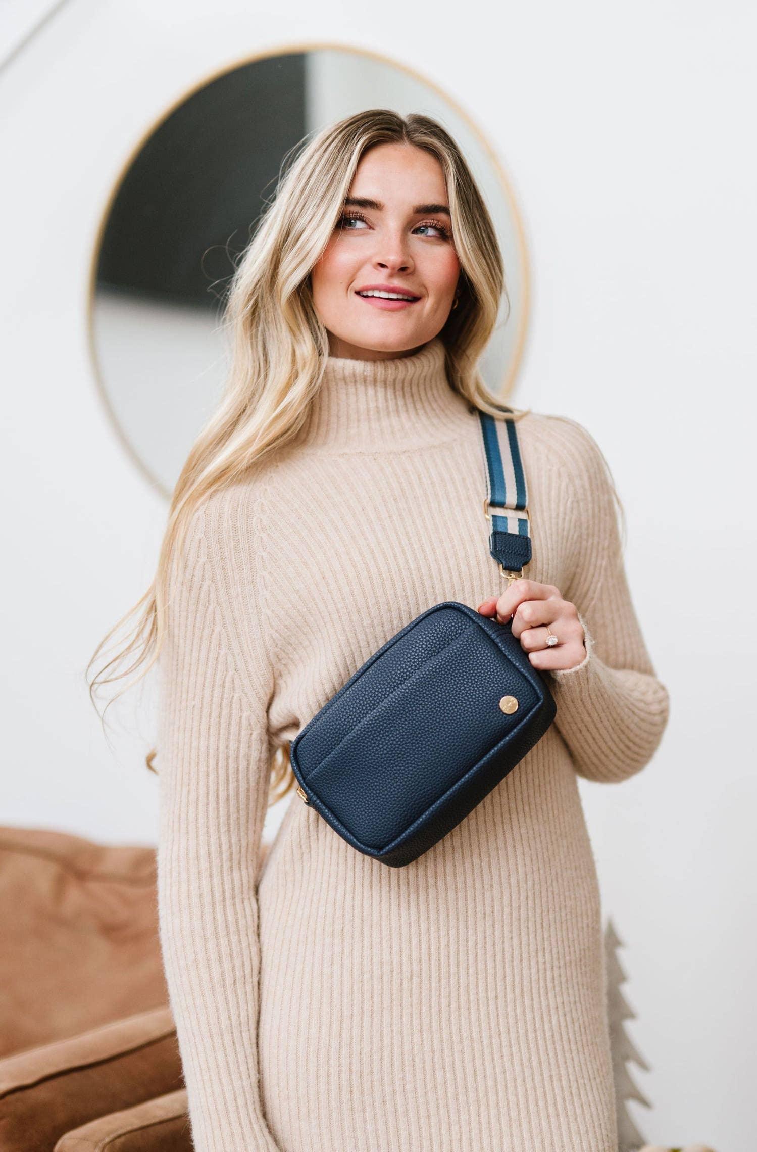 Willow Crossbody Belt Fanny Waist Sling Purse Bag in Navy - Simply Graced Mama