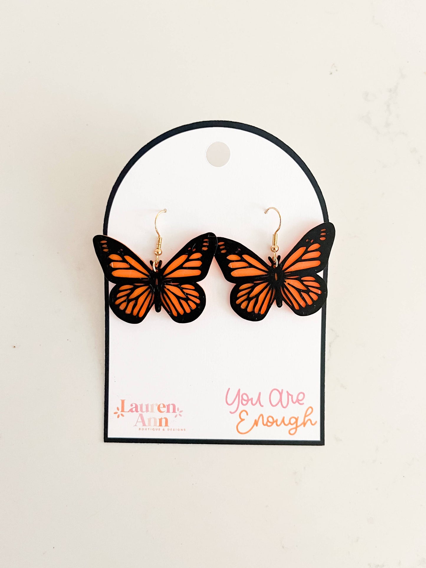 Butterfly 3D Printed Earrings in Orange