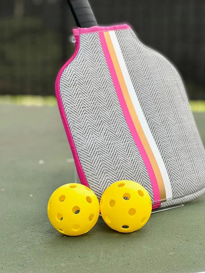 Pickleball Paddle Cover in Pink Herringbone - Simply Graced Mama