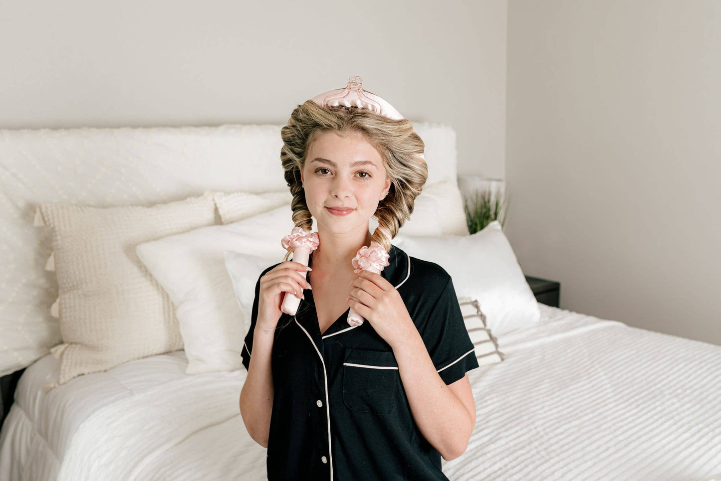 Heatless Satin Curler Set-effortless curls, no heat damage: PINK