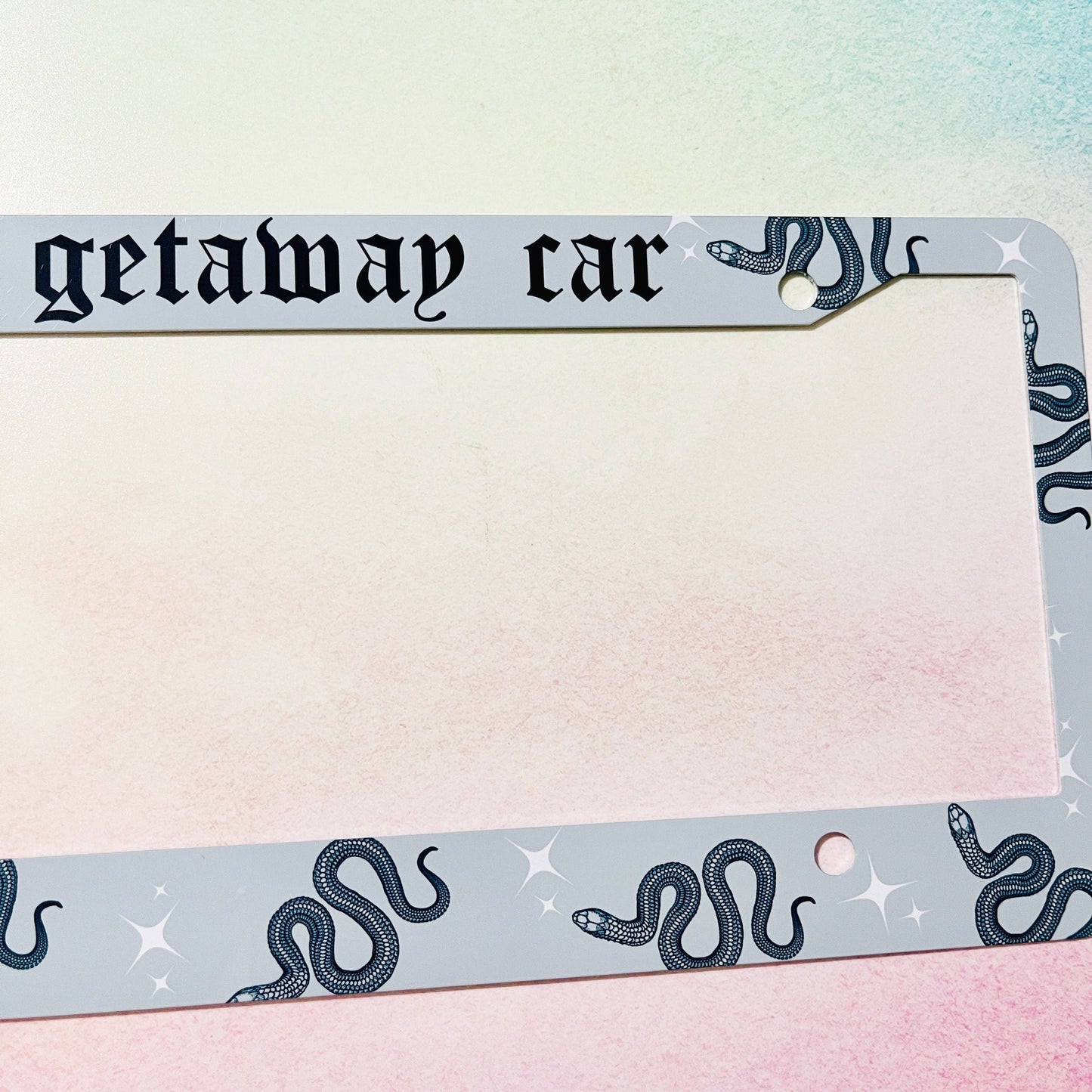 Getaway Car Reputation Snakes License Plate Frame