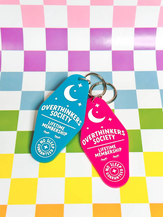 Overthinkers Society Keychain in Blue with Silver Key Ring