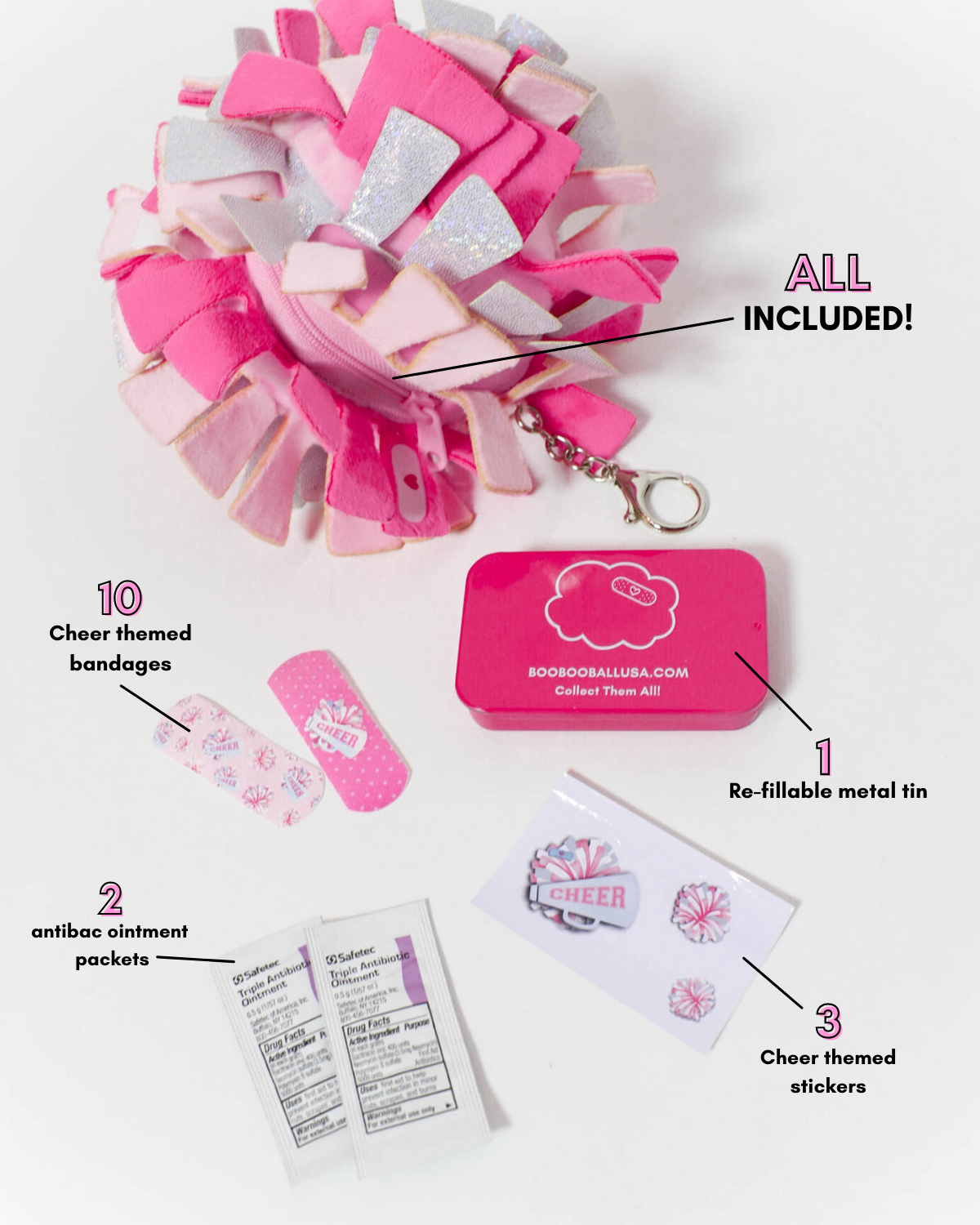 Cheer Boo Boo First Aid Keychain Kit