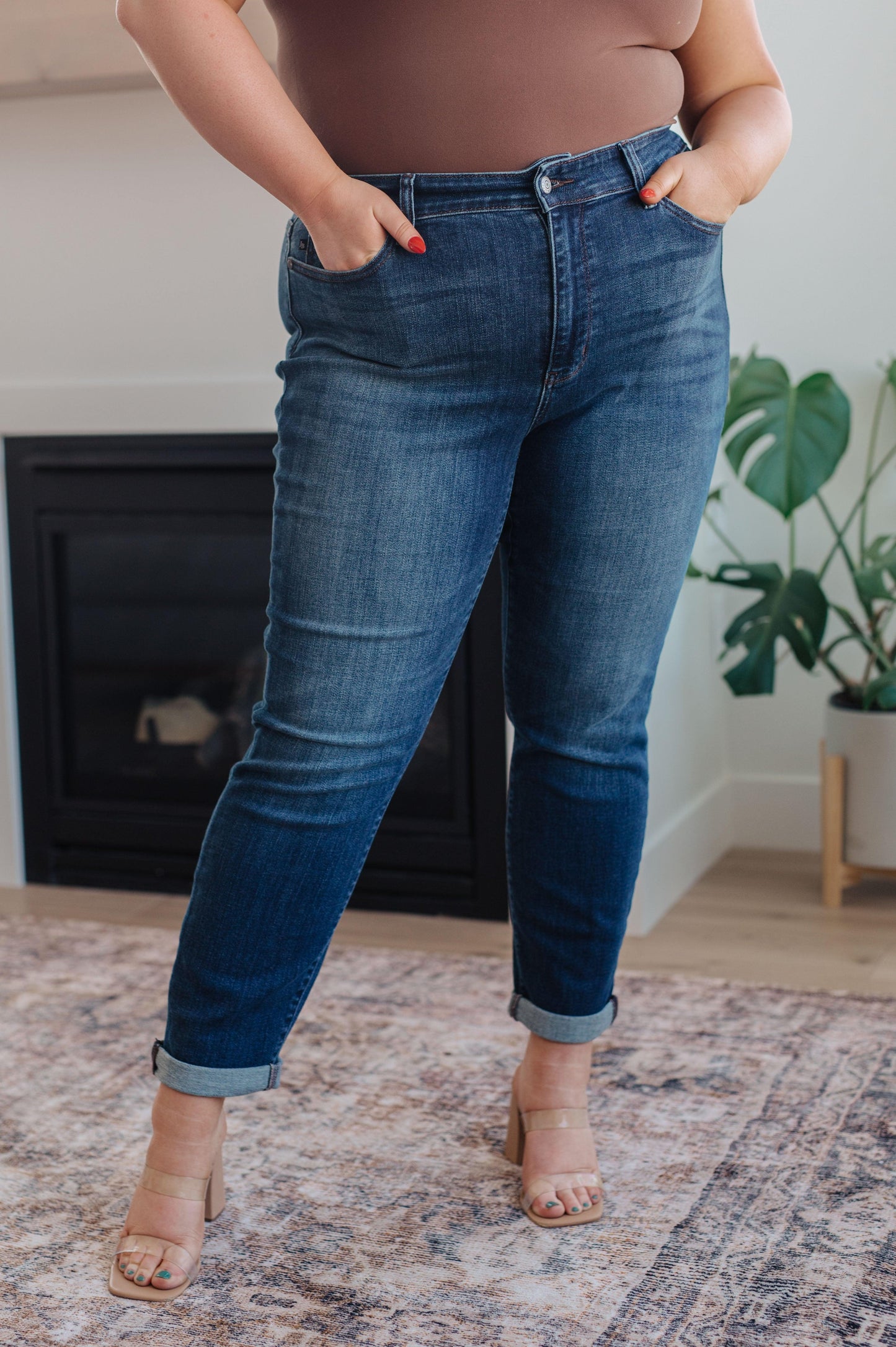 Amber Mid Rise Cuffed Slim Fit Jeans - Simply Graced Mama