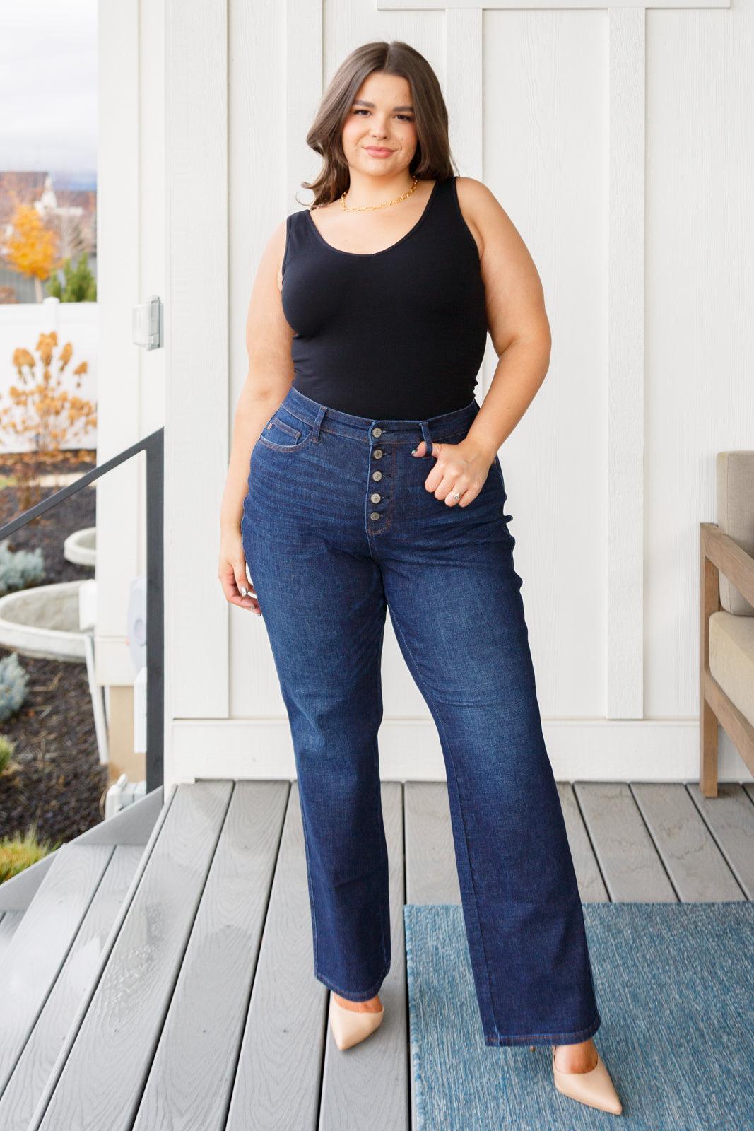 Arlo High Rise Button-Fly Straight Jeans - Simply Graced Mama