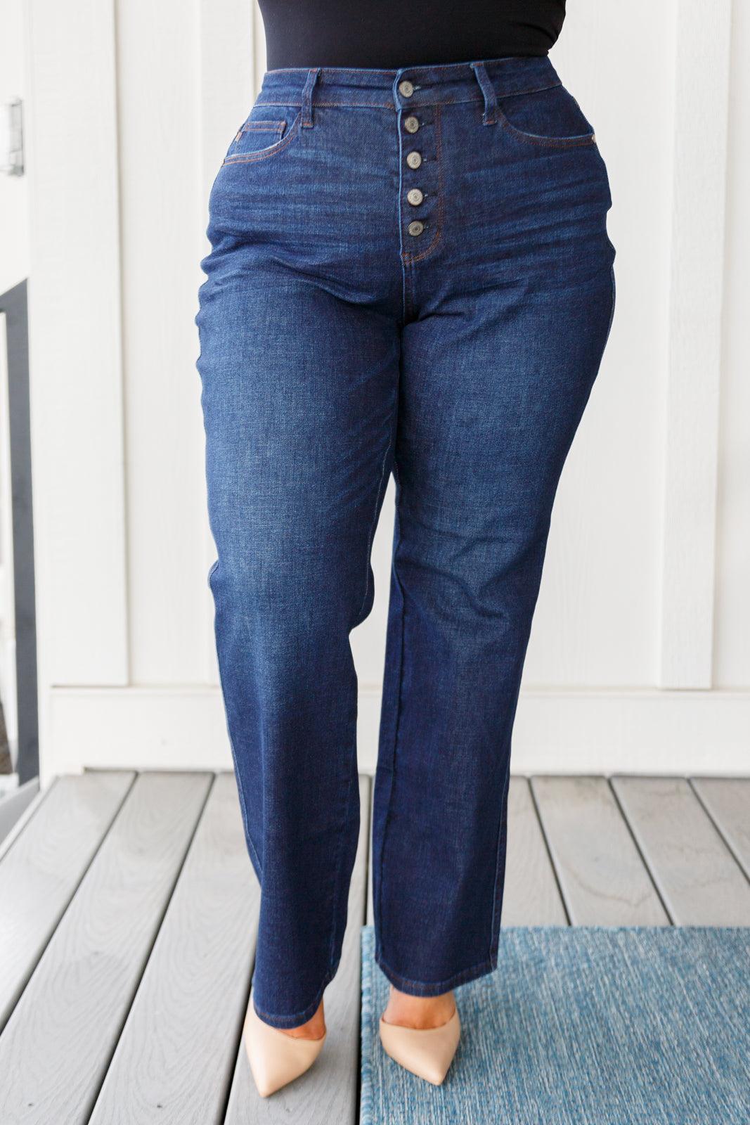 Arlo High Rise Button-Fly Straight Jeans - Simply Graced Mama