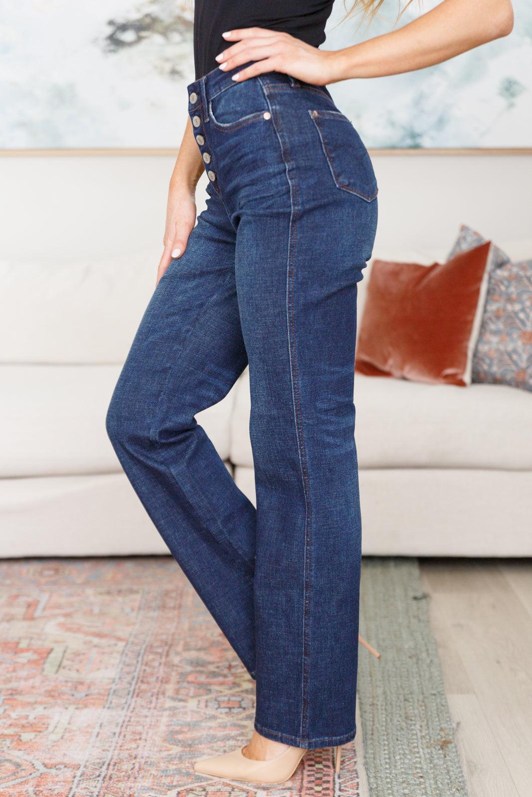 Arlo High Rise Button-Fly Straight Jeans - Simply Graced Mama