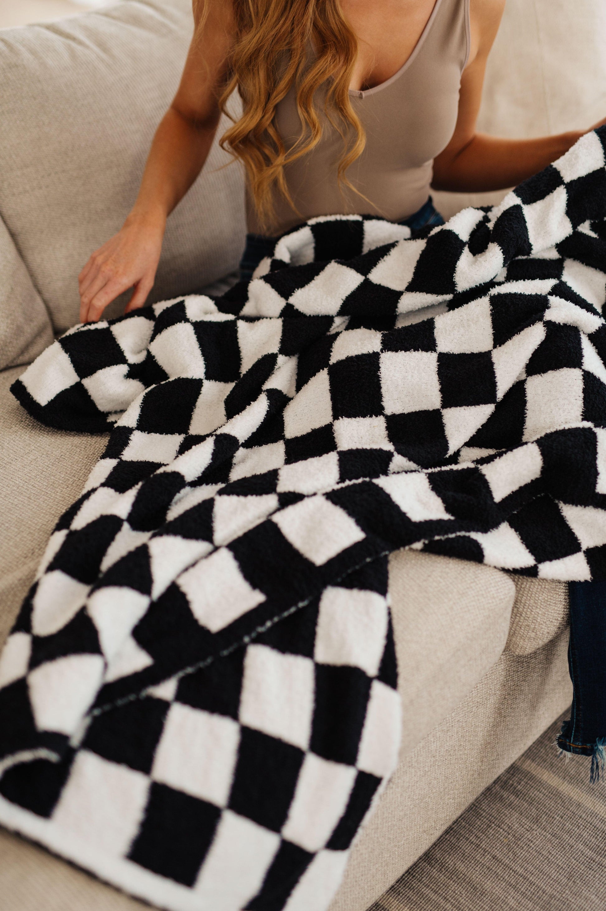 Penny Blanket Single Cuddle Size in Black Check - Simply Graced Mama