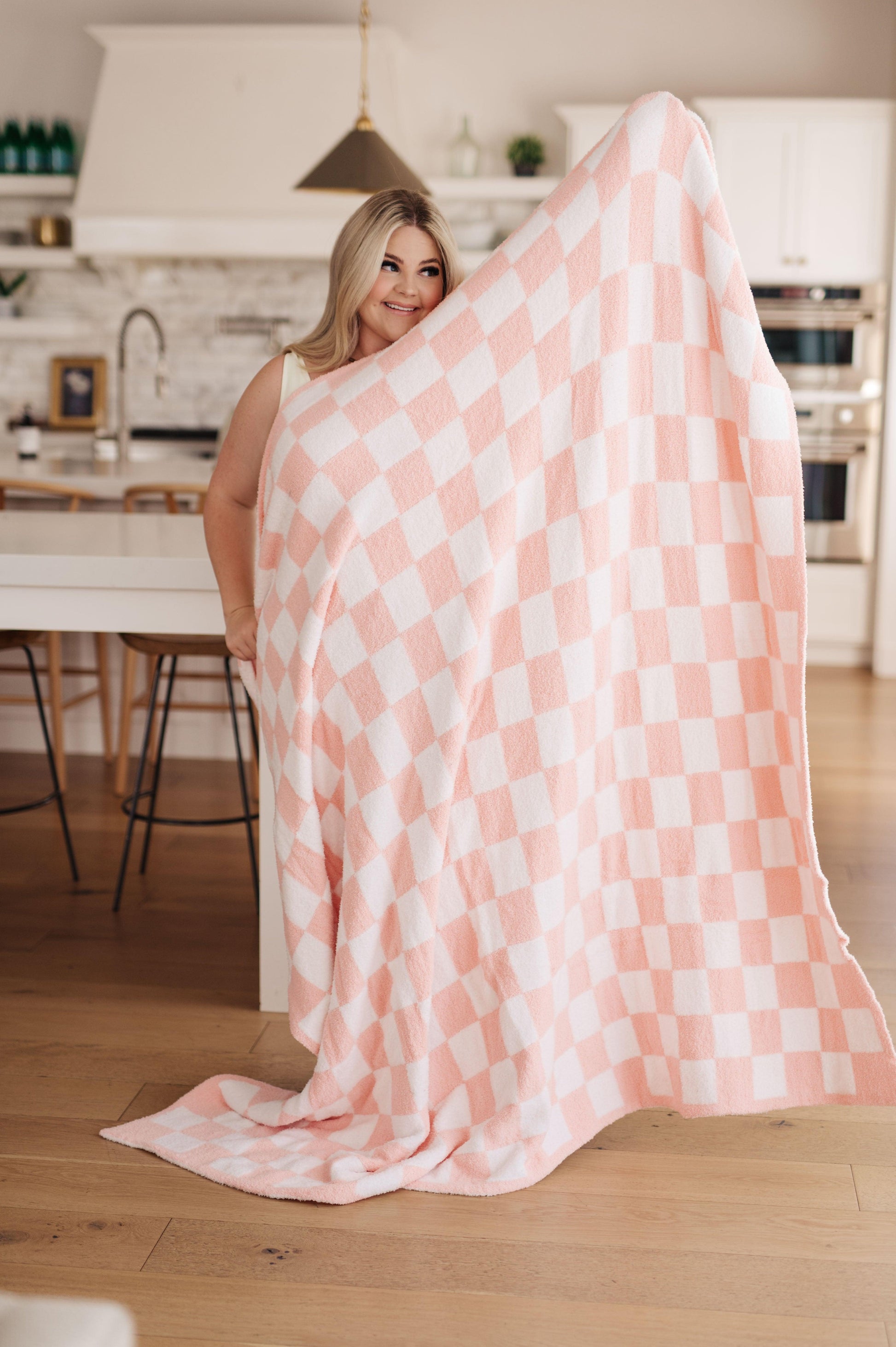 Penny Blanket Single Cuddle Size in Pink Check - Simply Graced Mama