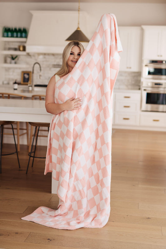 Penny Blanket Single Cuddle Size in Pink Check - Simply Graced Mama