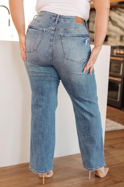 Bree High Rise Control Top Distressed Straight Jeans - Simply Graced Mama