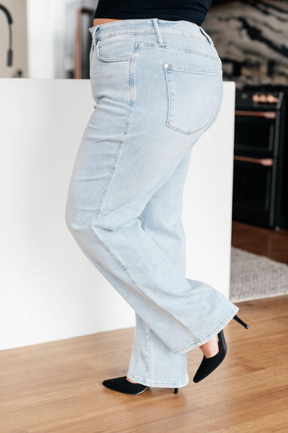 Brooke High Rise Control Top Vintage Wash Straight Jeans - Simply Graced Mama