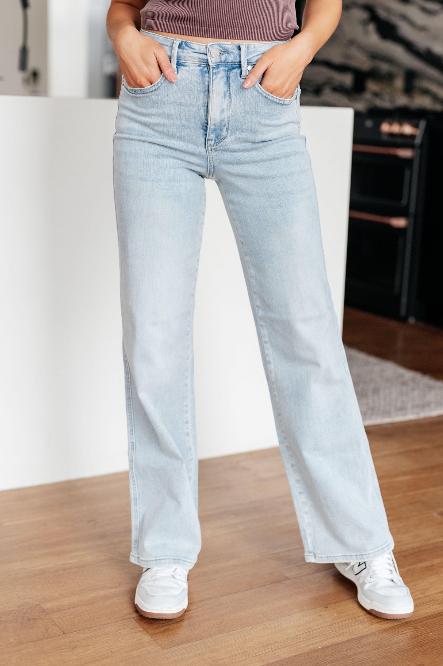 Brooke High Rise Control Top Vintage Wash Straight Jeans - Simply Graced Mama