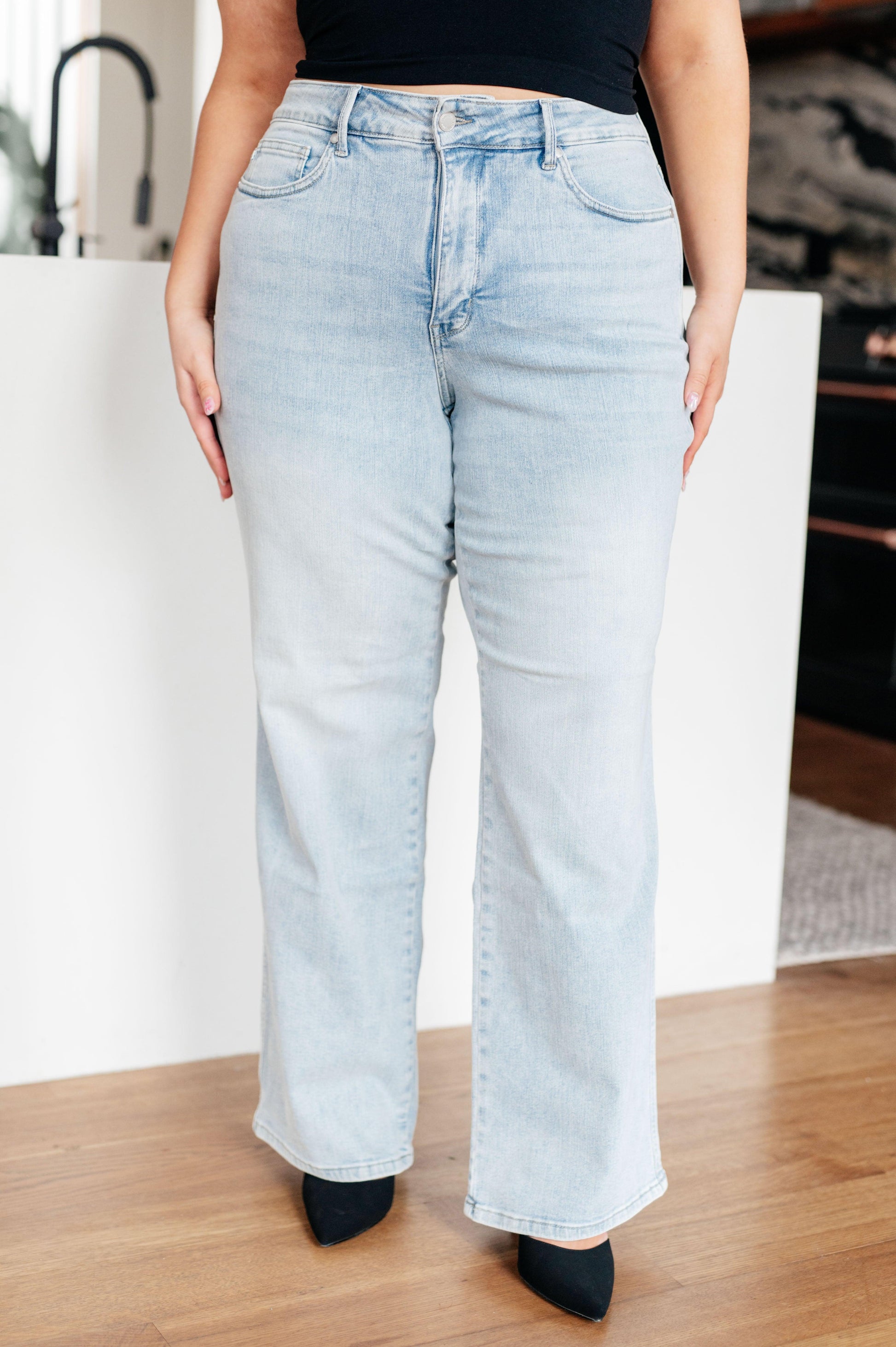 Brooke High Rise Control Top Vintage Wash Straight Jeans - Simply Graced Mama