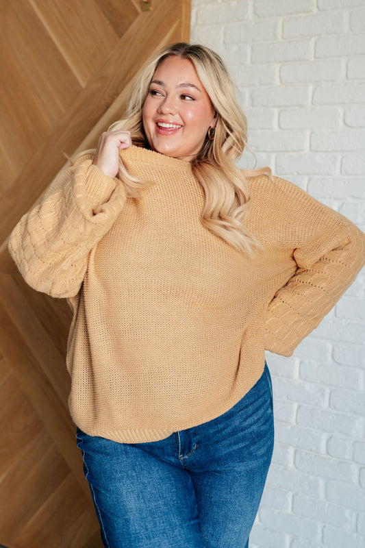 Bubbly Personality Bubble Sleeve Sweater in Wheat - Simply Graced Mama