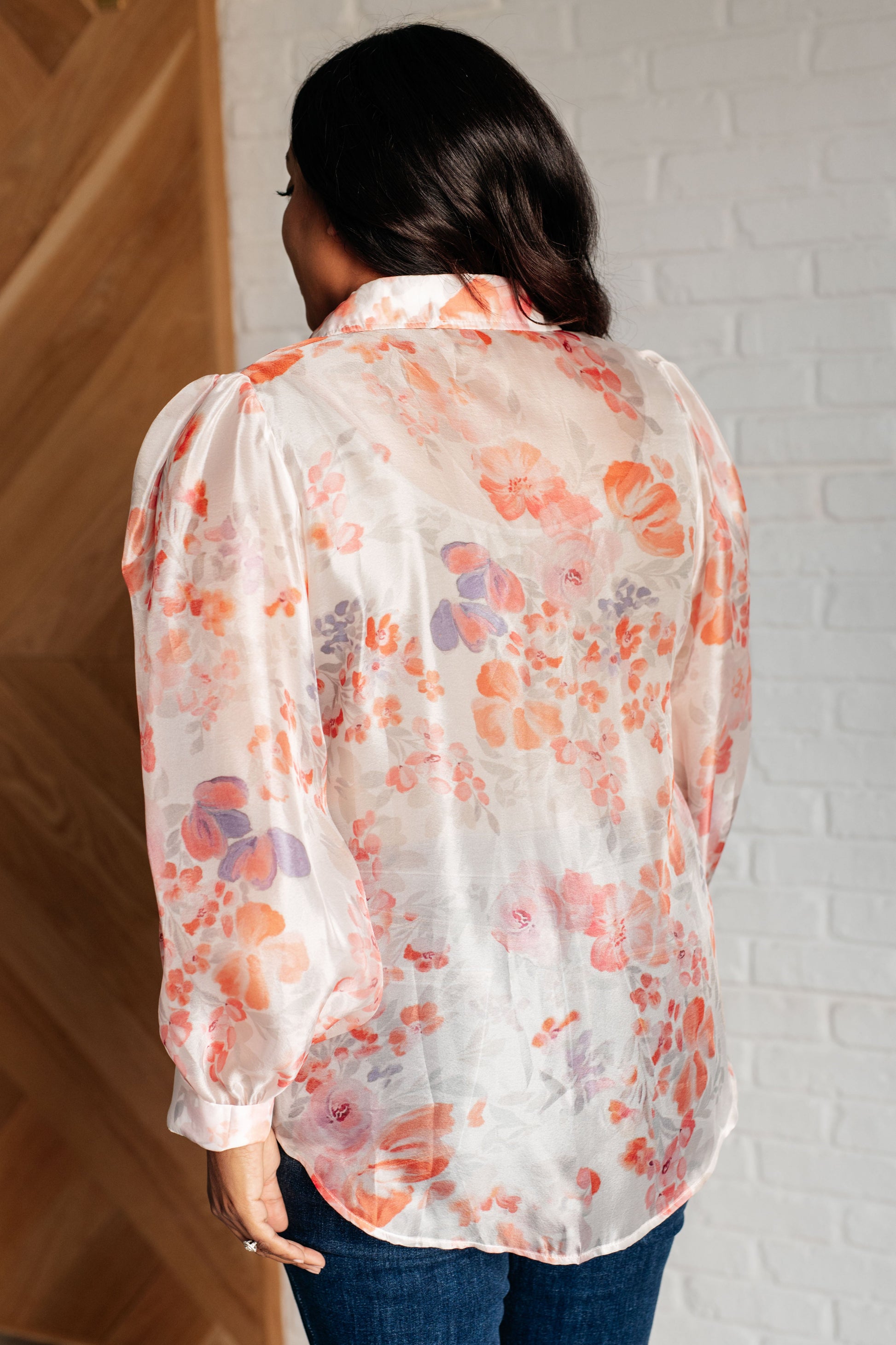 Call Me Back Sheer Floral Button Up Blouse - Simply Graced Mama