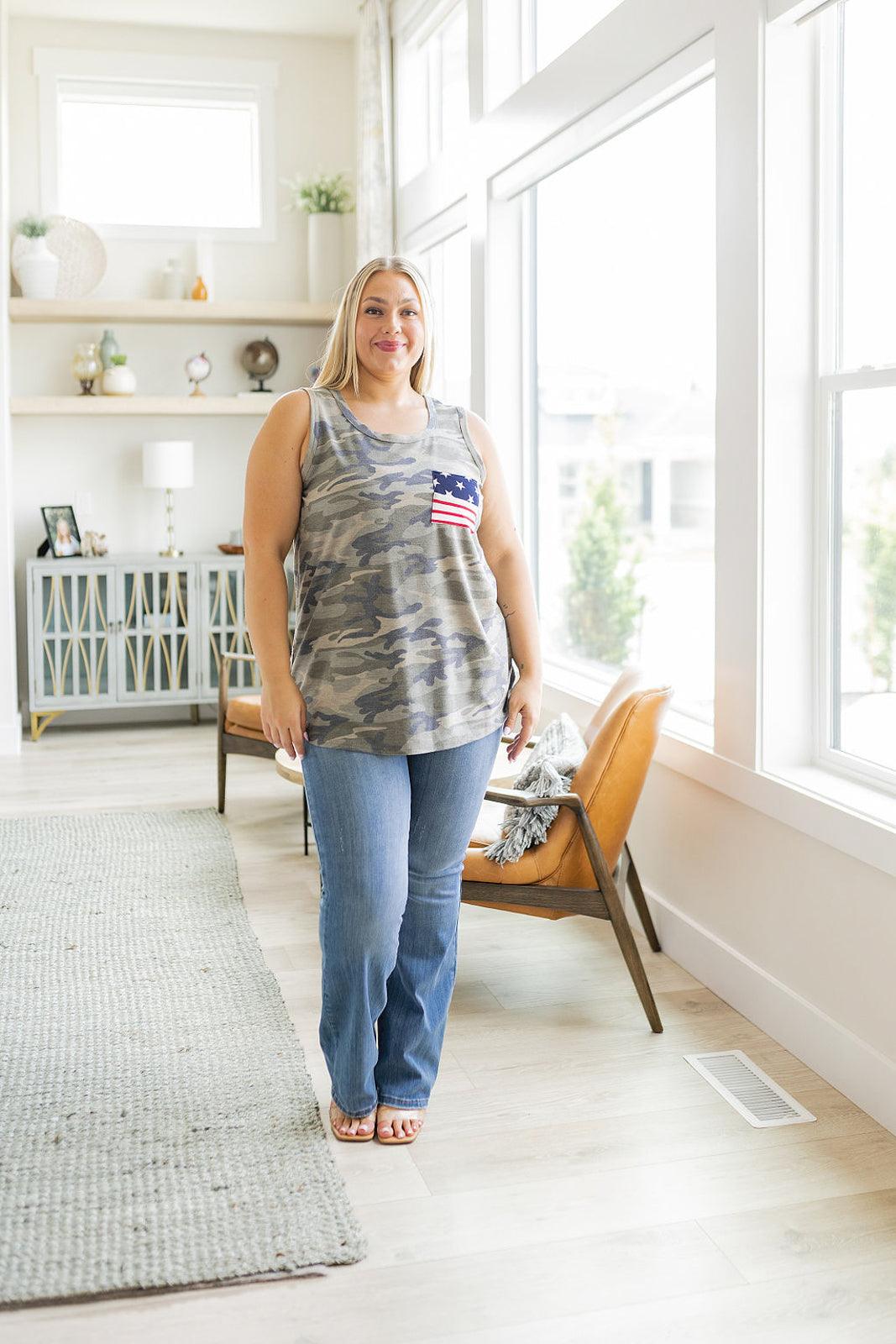 Camouflage Flag Pocket Tank - Simply Graced Mama