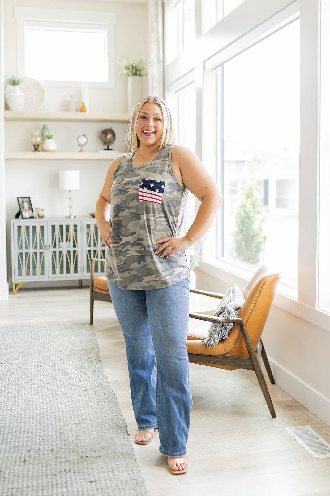 Camouflage Flag Pocket Tank - Simply Graced Mama