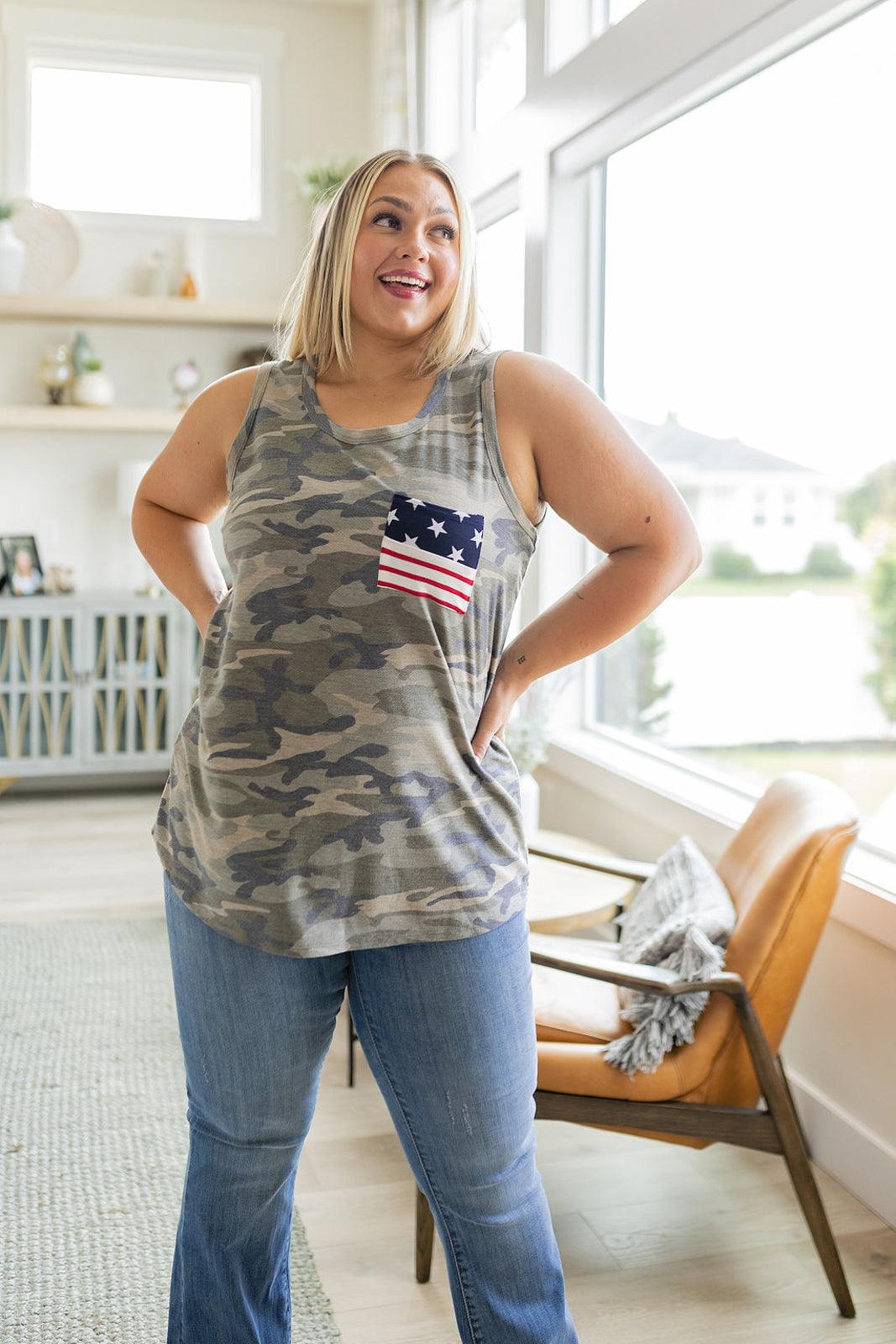 Camouflage Flag Pocket Tank - Simply Graced Mama