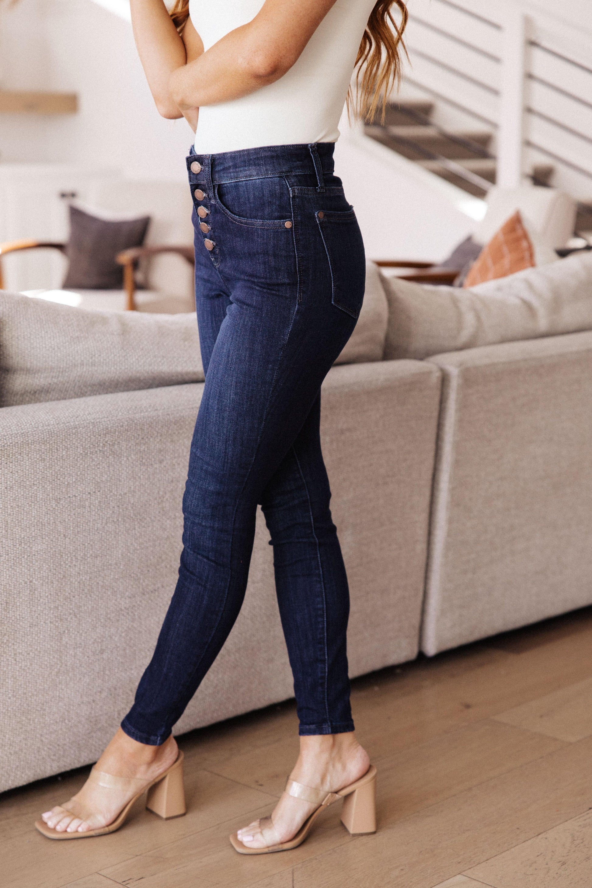 Celecia High Waist Hand Sanded Resin Skinny Jeans - Simply Graced Mama