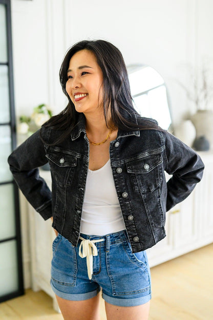 Charlie Cropped Denim Jacket - Simply Graced Mama