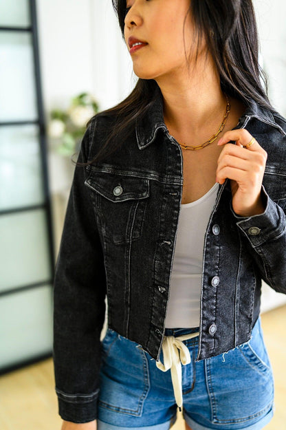 Charlie Cropped Denim Jacket - Simply Graced Mama