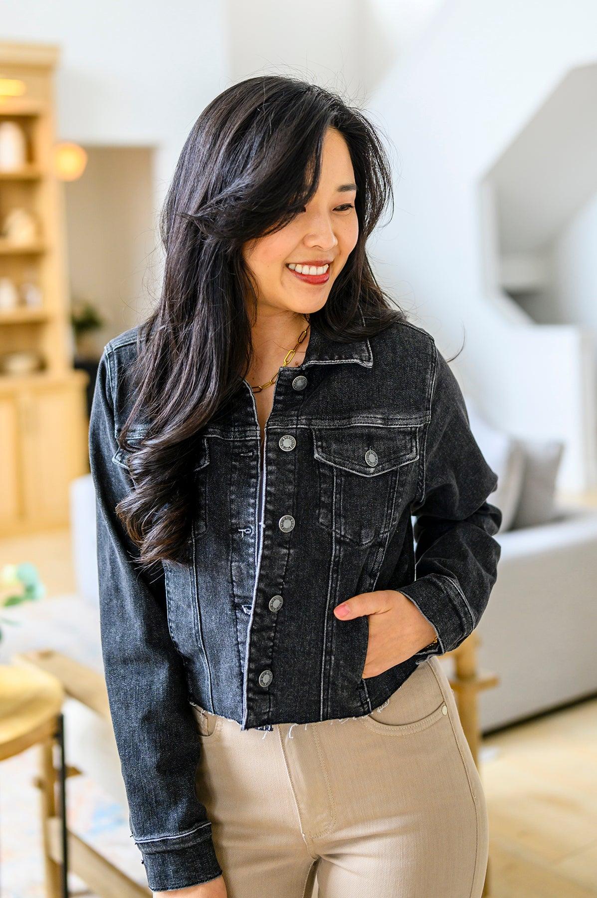 Charlie Cropped Denim Jacket - Simply Graced Mama