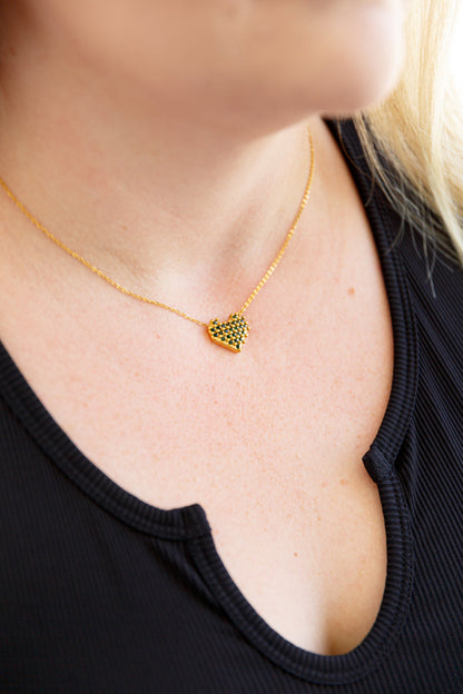 Checkered Heart Necklace - Simply Graced Mama