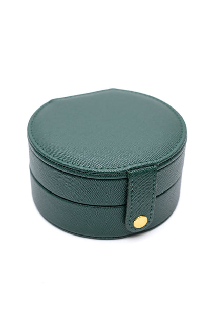 Circular Travel Jewelry Case in Green - Simply Graced Mama