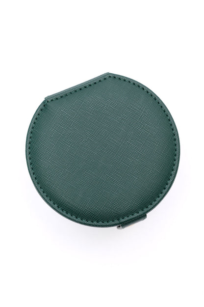 Circular Travel Jewelry Case in Green - Simply Graced Mama