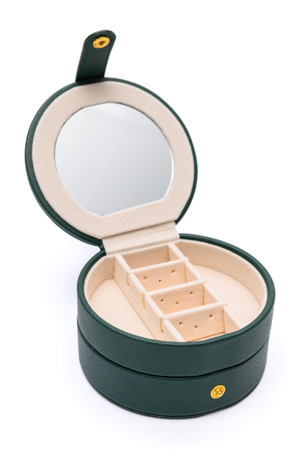 Circular Travel Jewelry Case in Green - Simply Graced Mama