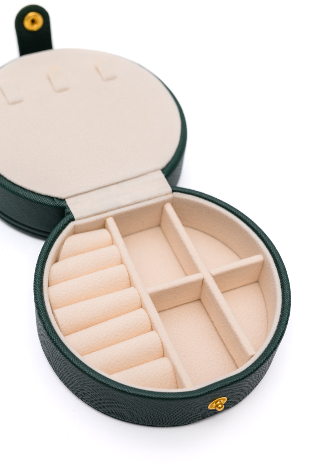 Circular Travel Jewelry Case in Green - Simply Graced Mama