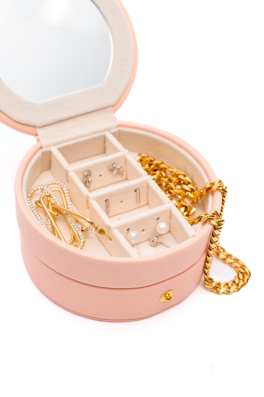 Circular Travel Jewelry Case in Pink - Simply Graced Mama