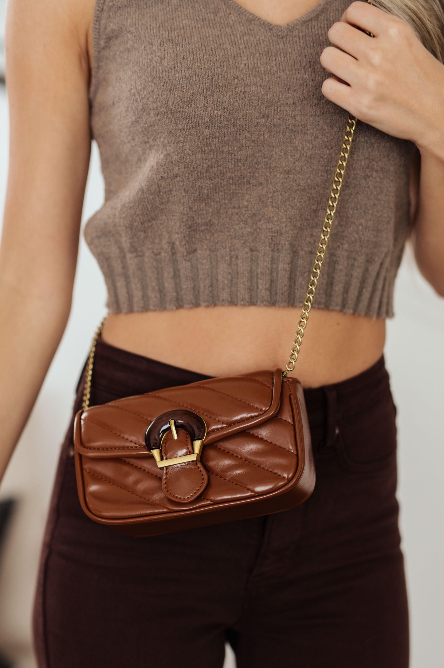 Classic Beauty Quilted Clutch in Brown - Simply Graced Mama