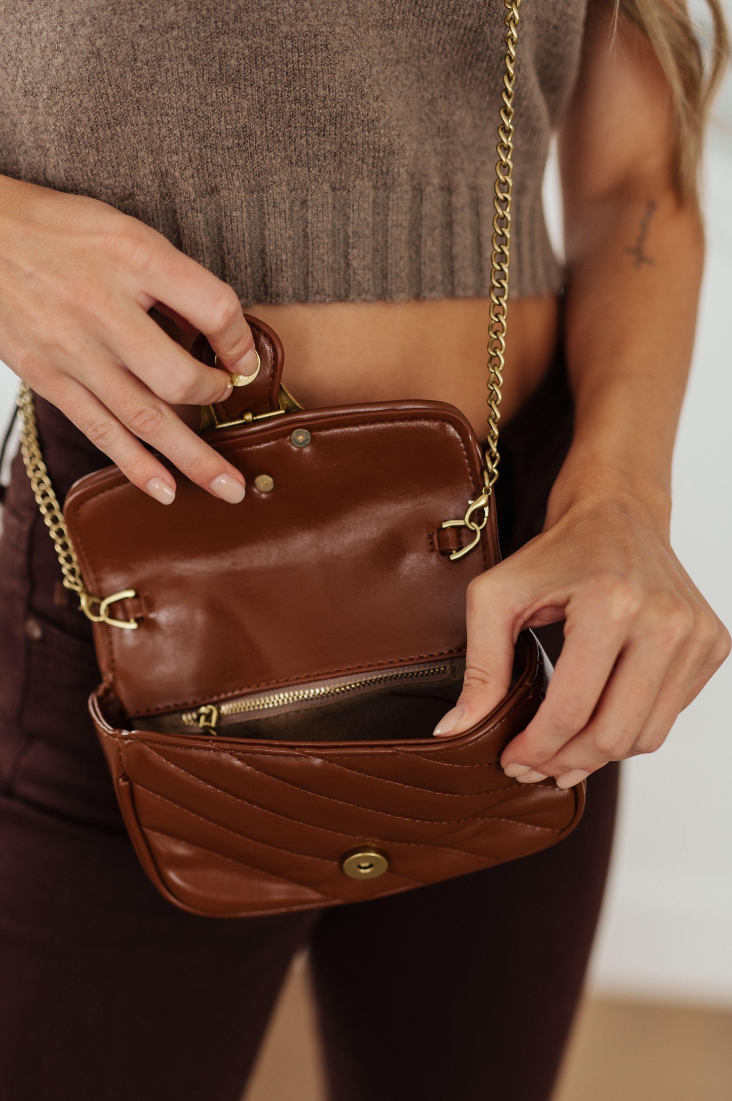 Classic Beauty Quilted Clutch in Brown - Simply Graced Mama