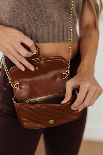 Classic Beauty Quilted Clutch in Brown - Simply Graced Mama