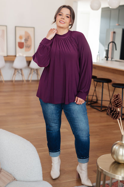 Closing Time Mock Neck Blouse - Simply Graced Mama