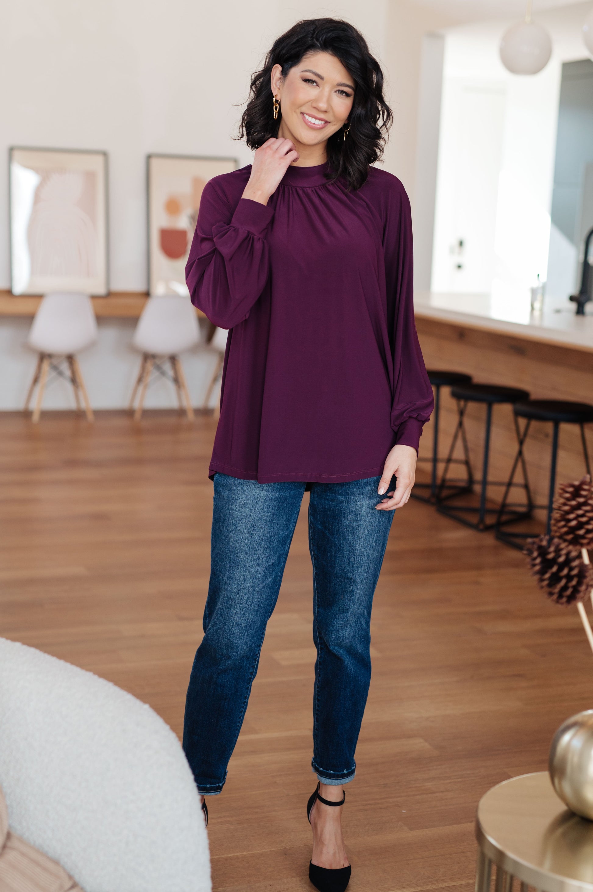 Closing Time Mock Neck Blouse - Simply Graced Mama