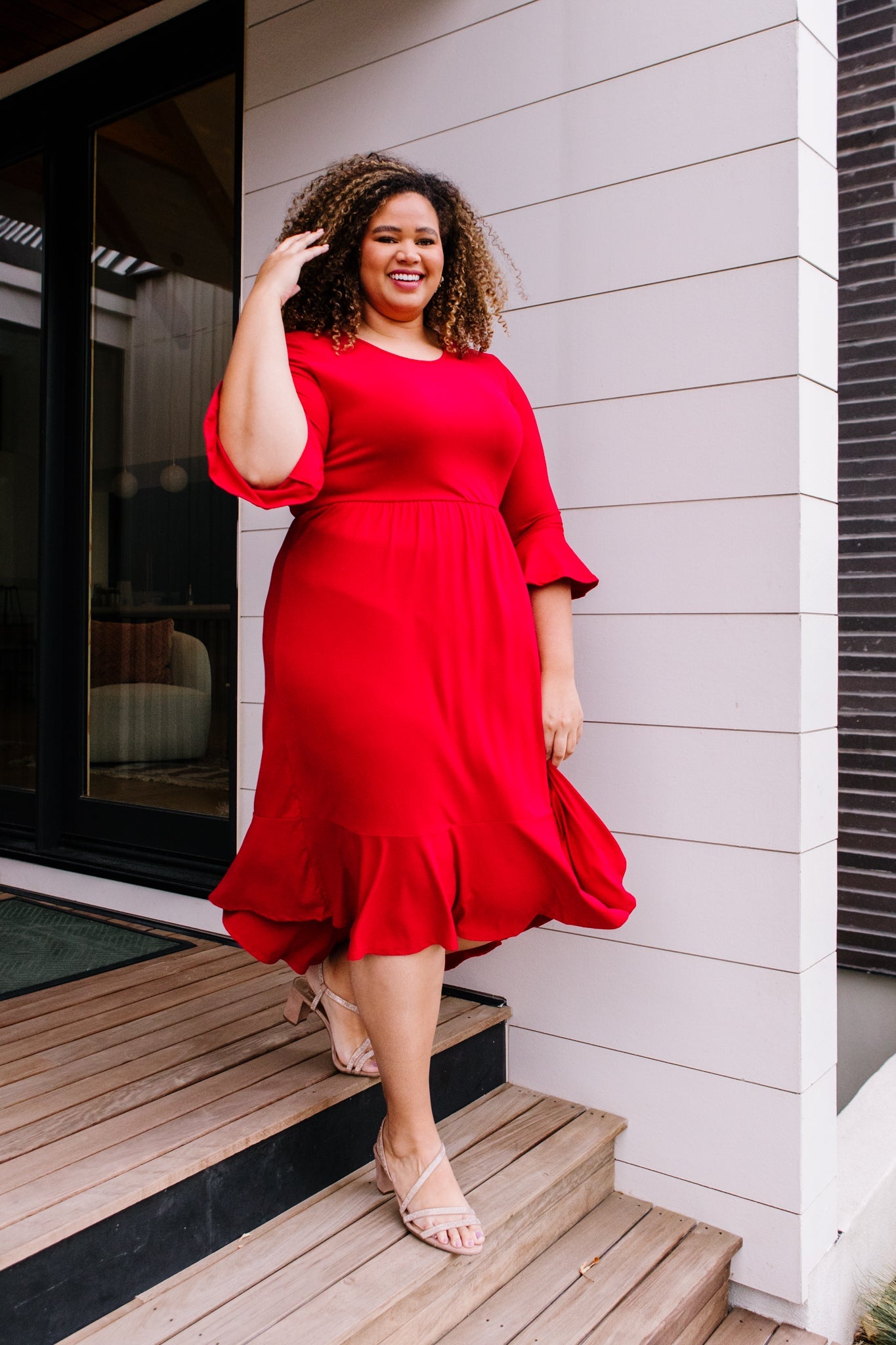 Cloudy Skies Dress in Crimson - Simply Graced Mama