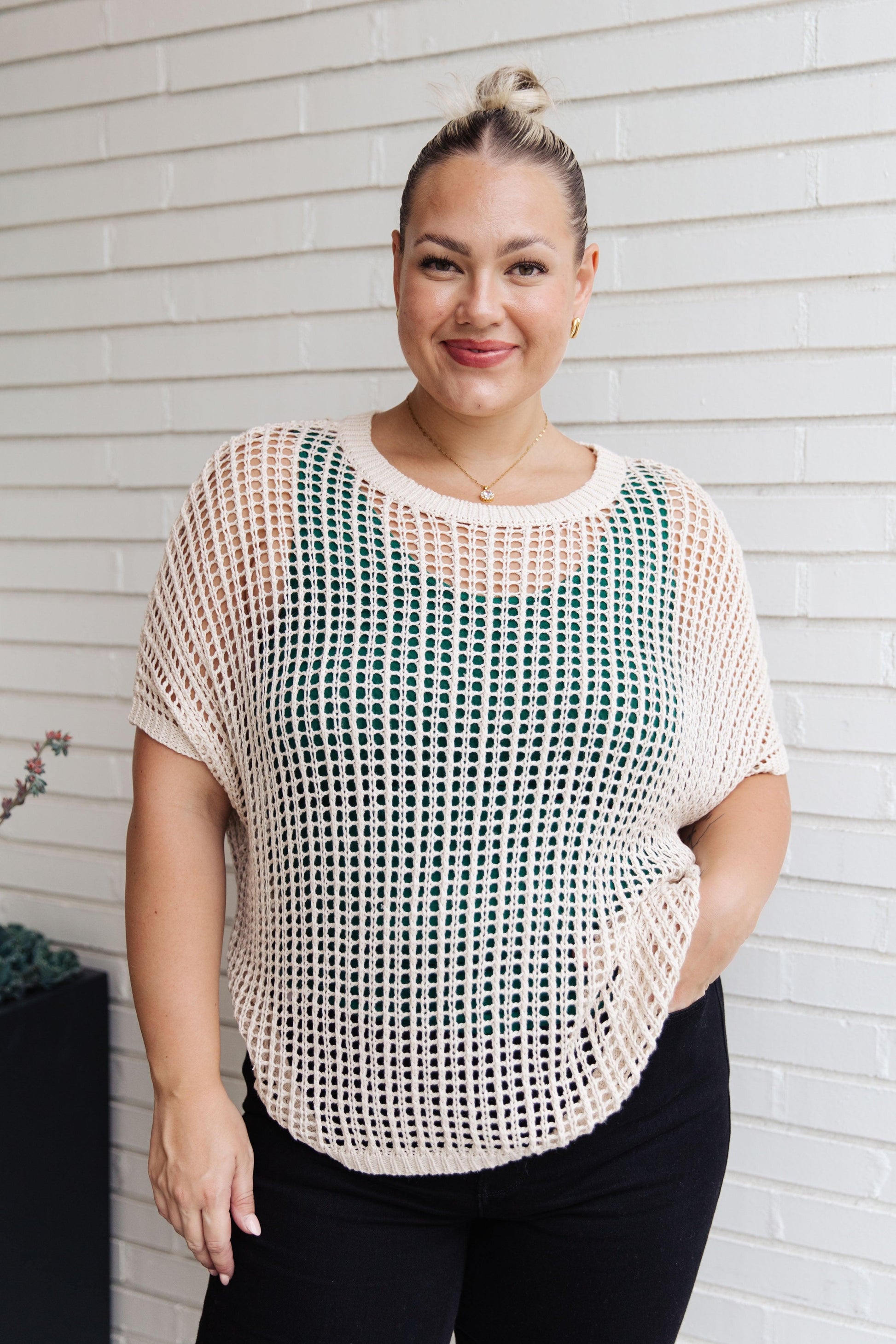 Coastal Dreams Fishnet Top in Cream - Simply Graced Mama