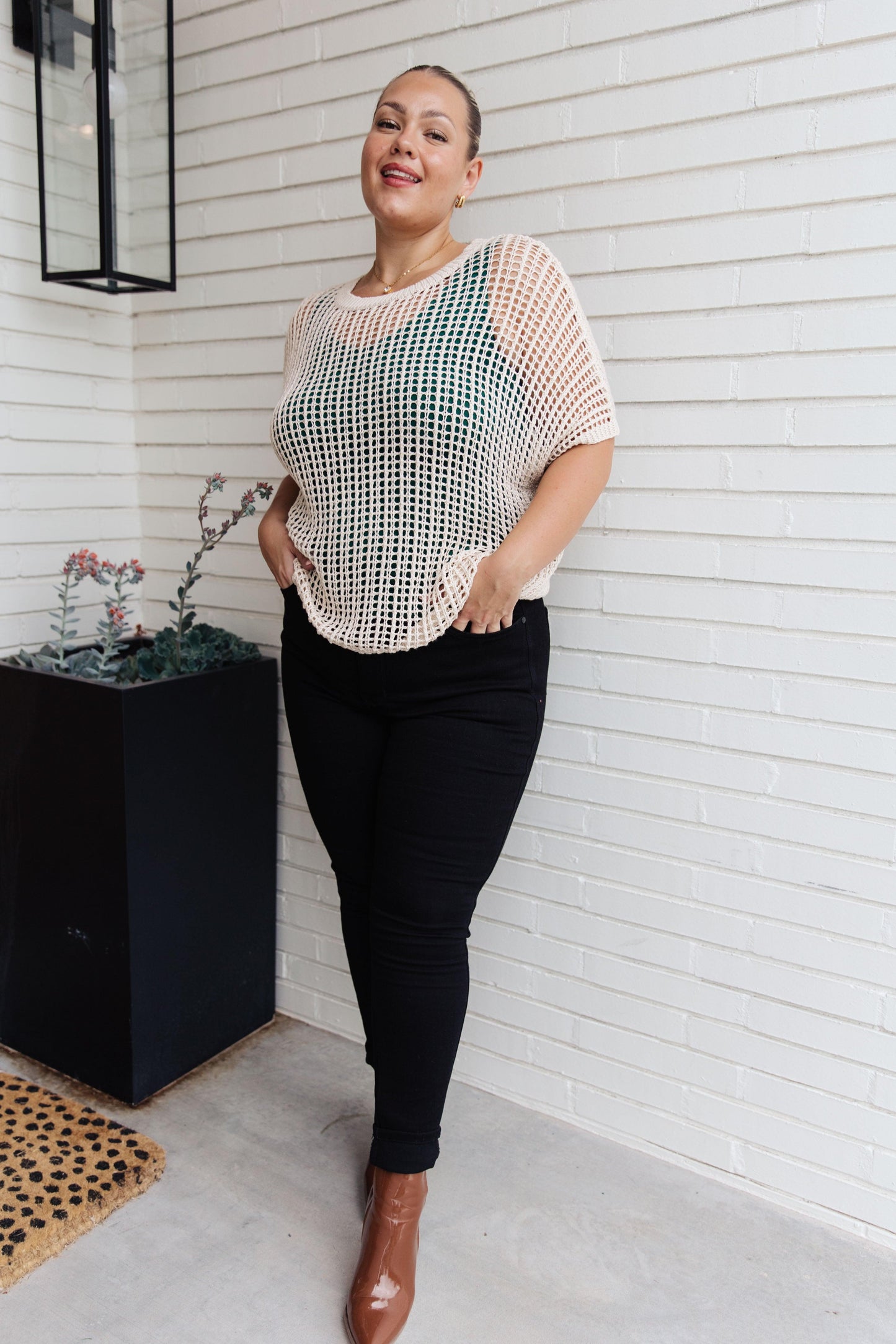 Coastal Dreams Fishnet Top in Cream - Simply Graced Mama