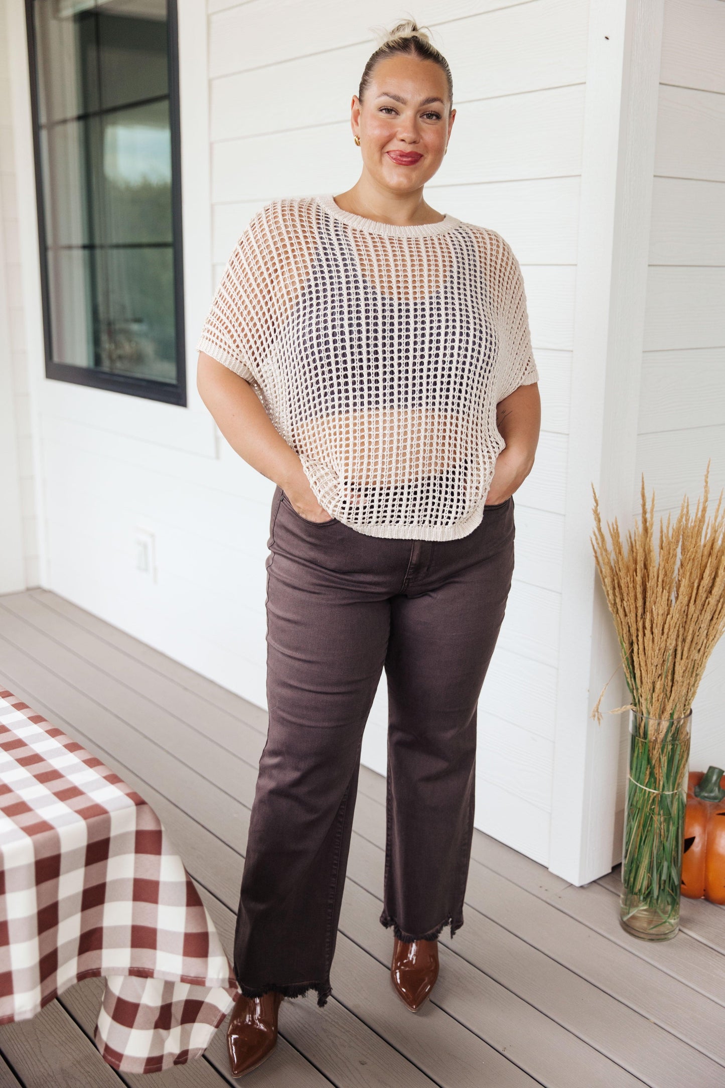 Coastal Dreams Fishnet Top in Cream - Simply Graced Mama