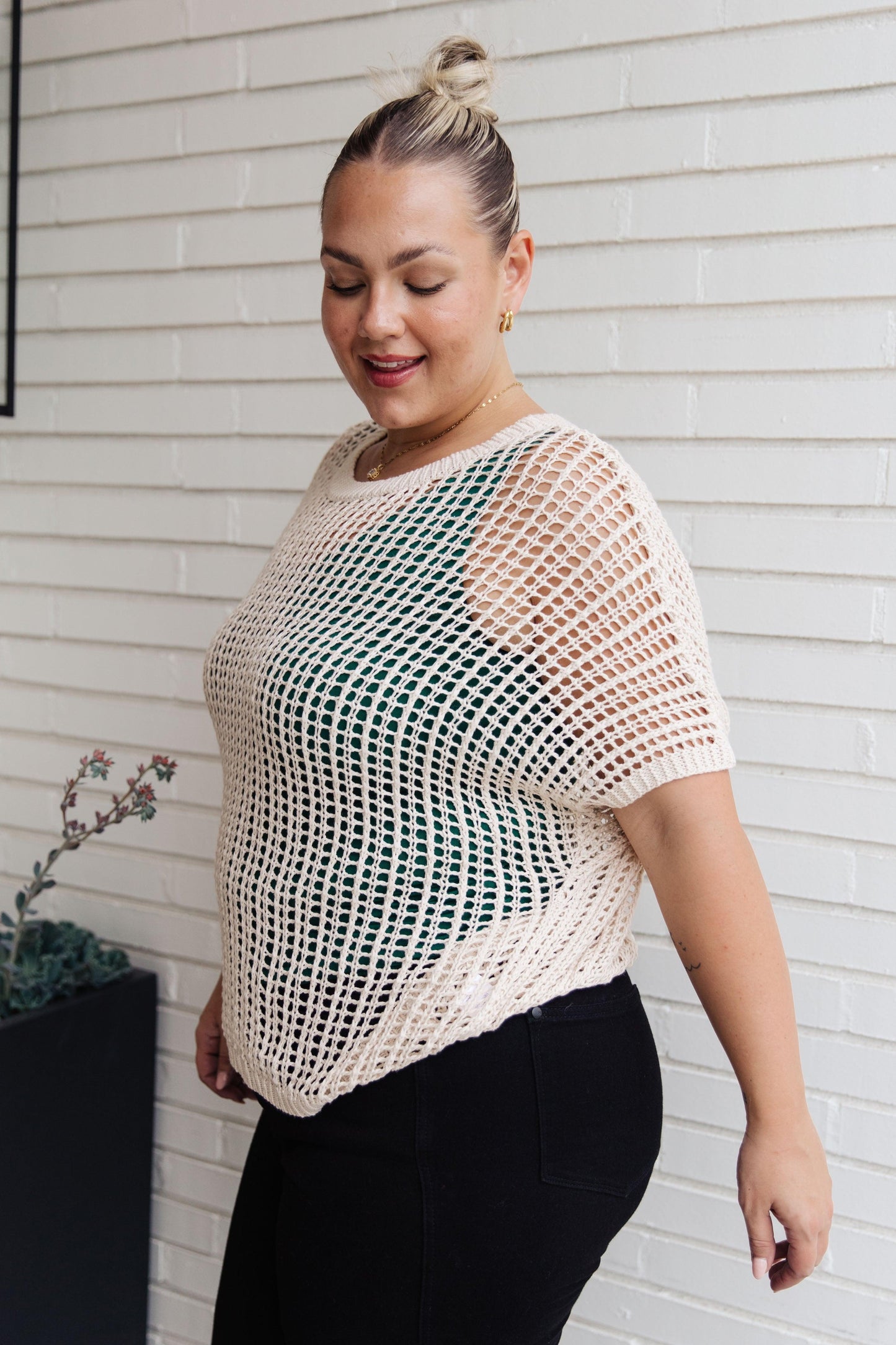 Coastal Dreams Fishnet Top in Cream - Simply Graced Mama