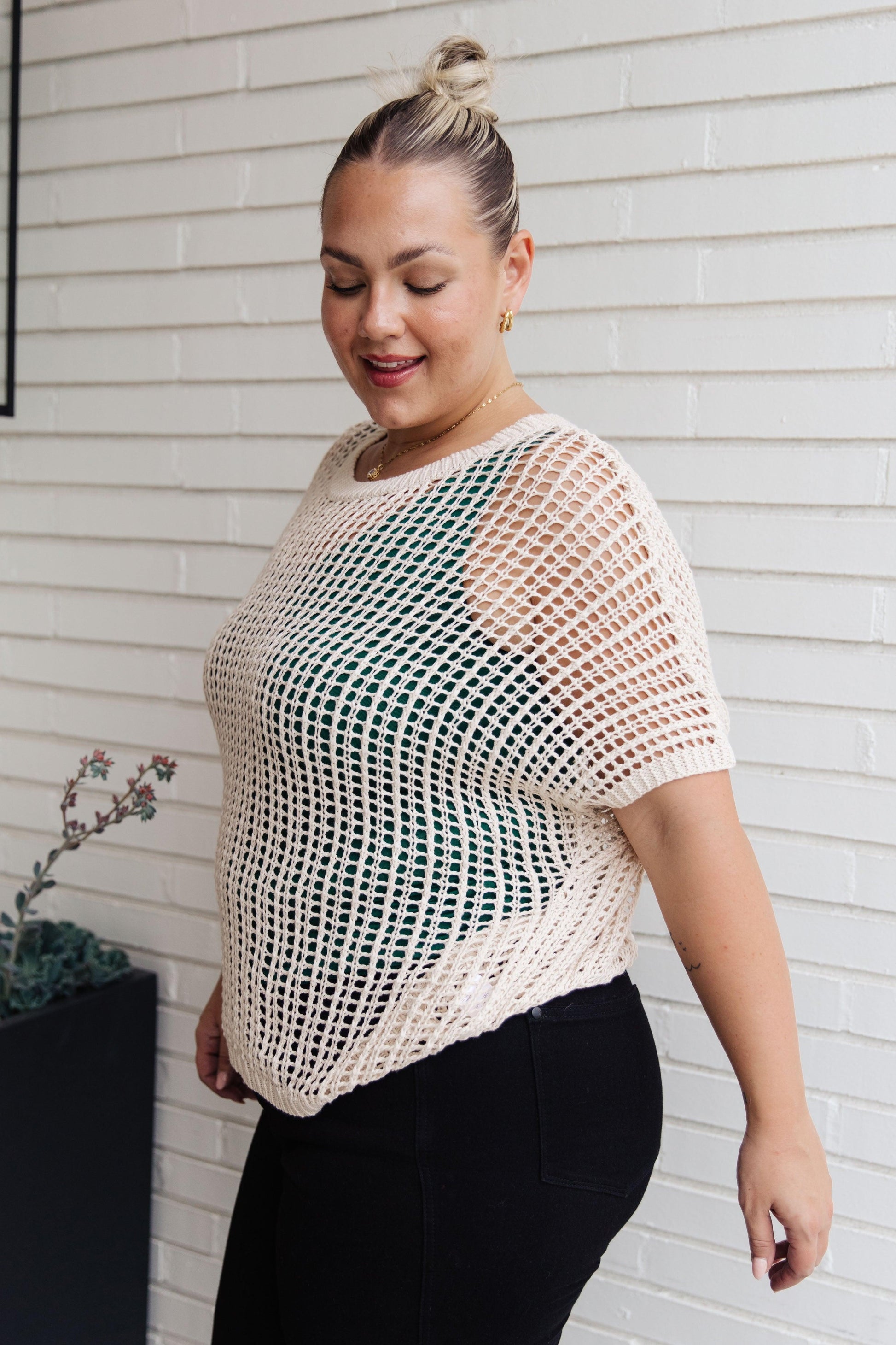 Coastal Dreams Fishnet Top in Cream - Simply Graced Mama