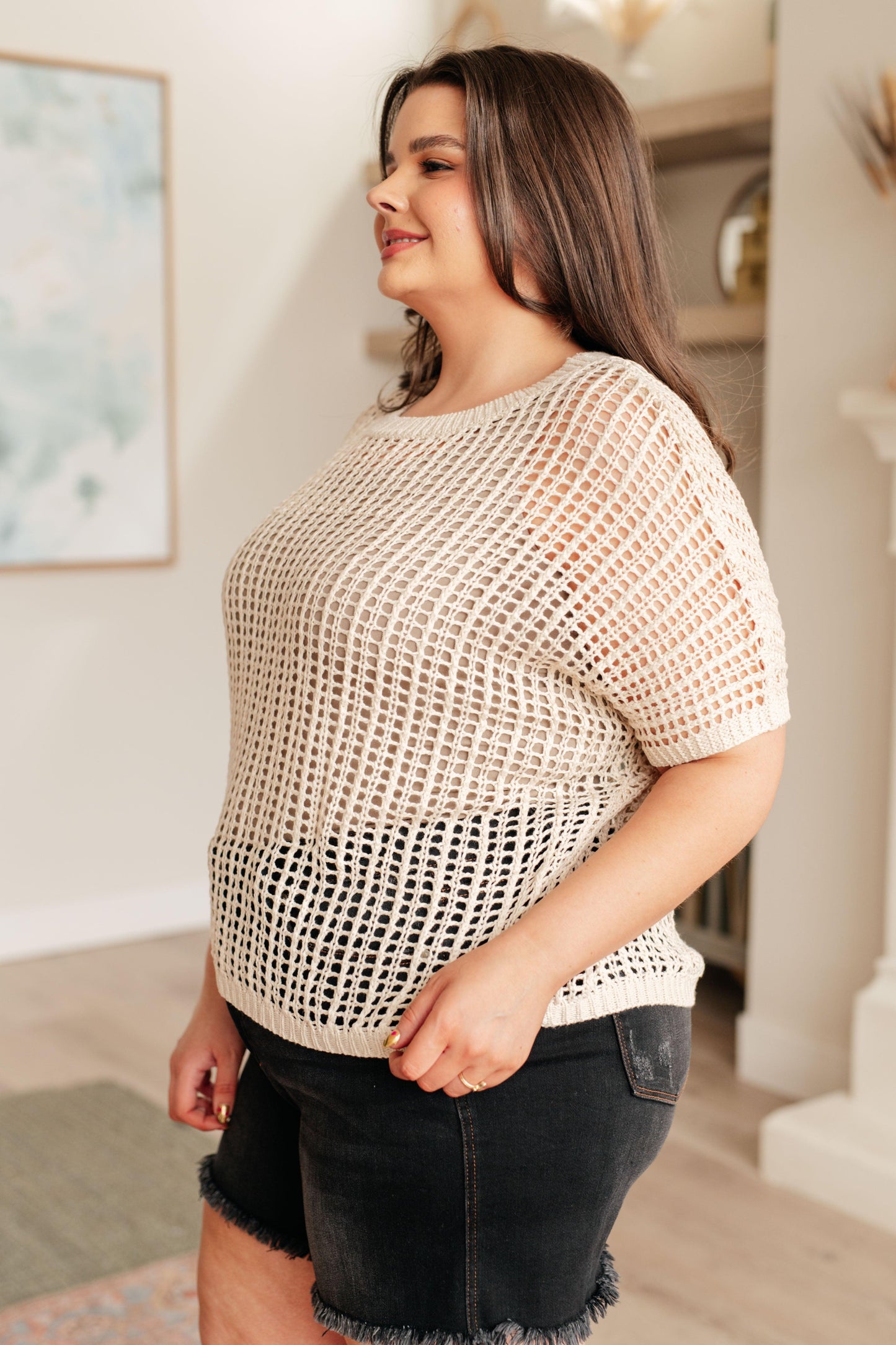 Coastal Dreams Fishnet Top in Cream - Simply Graced Mama