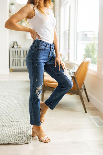 Colt High Rise Button Fly Distressed Boyfriend Jeans - Simply Graced Mama