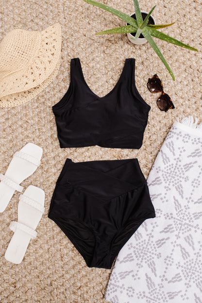 Come Sail Away Swim Top In Black - Simply Graced Mama