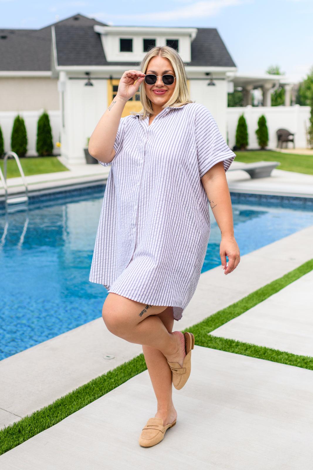 Cornelia Striped Shirt Dress - Simply Graced Mama